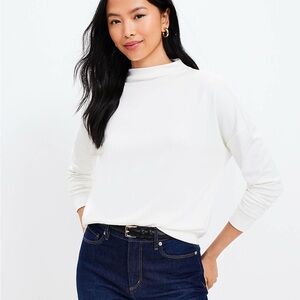 LOFT Cozy Mock Neck Top White M